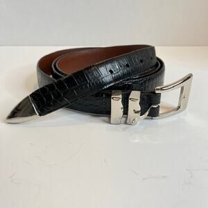 Paul Frederick Black Size 50 Embossed Italian Kipskin A560 Belt